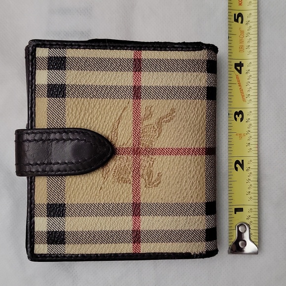 Burberry Beige/Brown Haymarket Check Coated Canvas & Leather Flap Bifold Wallet - Picture 12 of 13